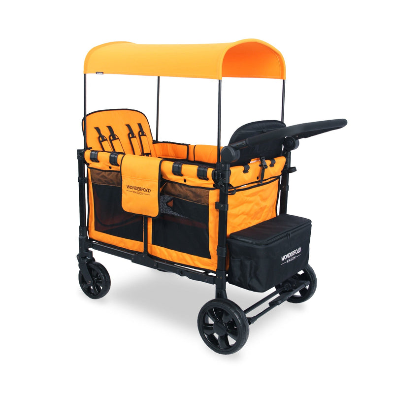WonderFold W4 Elite Quad Stroller Wagon - Canopy - Sunset Orange