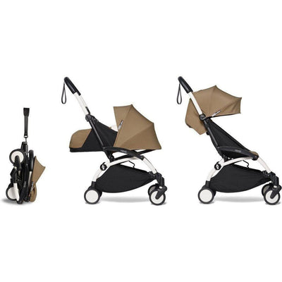 Babyzen YOYO2 Complete Bundle: Stroller Frame, 0+ Newborn Pack and 6+ Color Pack - White / Toffee