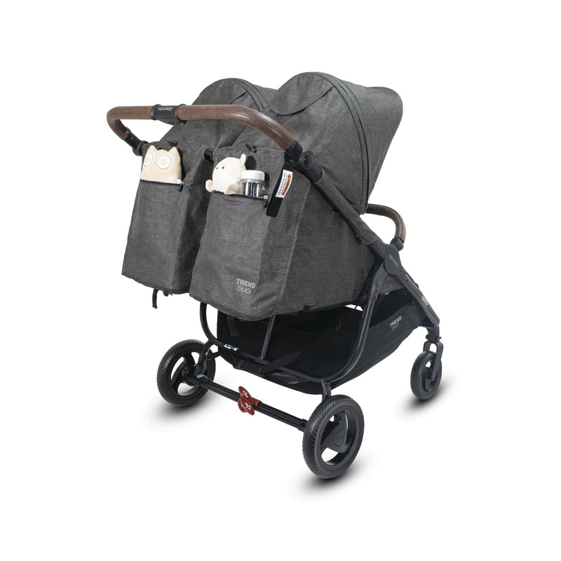 Valco Baby Trend Duo Double Stroller - Back Pockets - Charcoal
