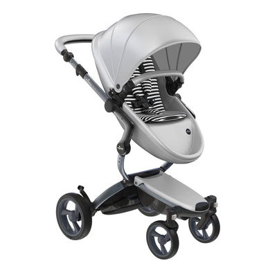 Mima Xari 4G Complete Stroller with Car Seat Adapters - Graphite Grey Chassis / Argento Seat / Black & White Fabric