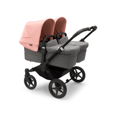 Bugaboo Donkey5 Twin Complete Stroller - Black / Grey Melange / Morning Pink