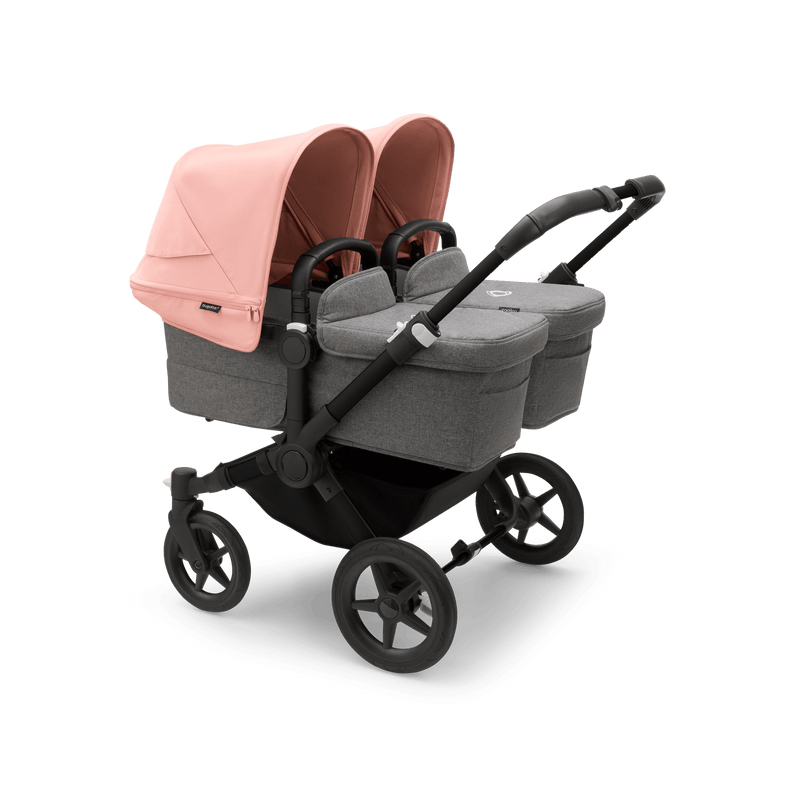 Bugaboo Donkey5 Twin Complete Stroller - Black / Grey Melange / Morning Pink