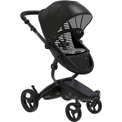 Mima Xari 4G Complete Stroller with Car Seat Adapters - Black Chassis / Black Seat / Black & White Fabric