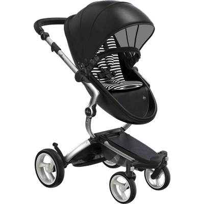 Mima Xari 4G Complete Stroller with Car Seat Adapters - Aluminum Chassis / Black Seat / Black & White Fabric
