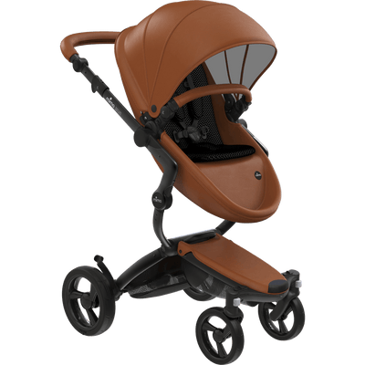 Mima Xari 4G Complete Stroller with Car Seat Adapters - Black Chassis / Camel Seat / Black Fabric