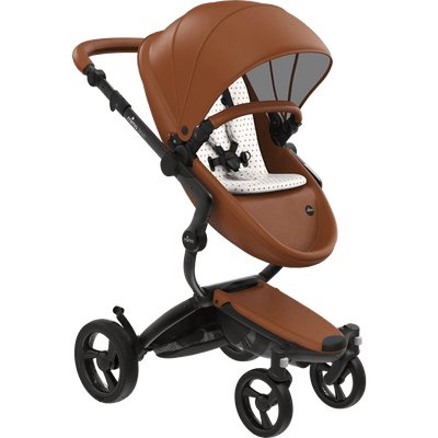 Mima Xari 4G Complete Stroller with Car Seat Adapters - Black Chassis / Camel Seat / Sandy Beige Fabric