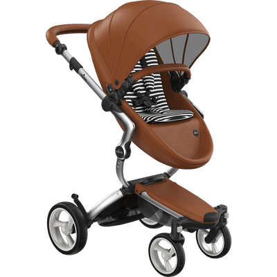 Mima Xari 4G Complete Stroller with Car Seat Adapters - Aluminum Chassis / Camel Seat / Black & White Fabric