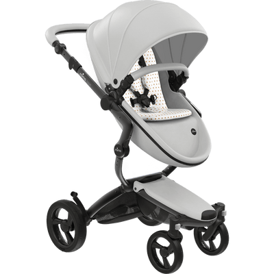 Mima Xari 4G Complete Stroller with Car Seat Adapters - Black Chassis / Snow White Seat / Sandy Beige Fabric
