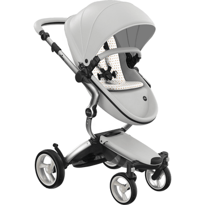 Mima Xari 4G Complete Stroller with Car Seat Adapters - Aluminum Chassis / Snow White Seat / Sandy Beige Fabric