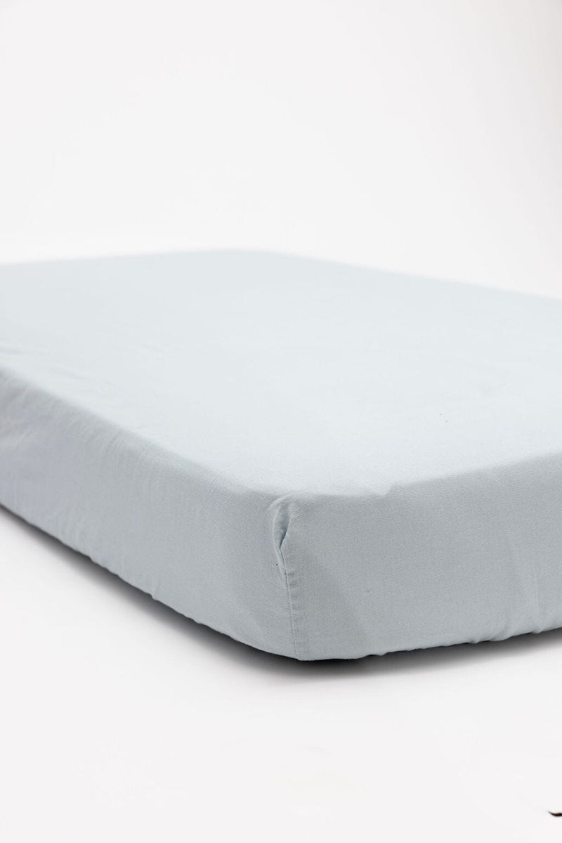 WildBird Linen Crib Sheet - Dove Blue Gray