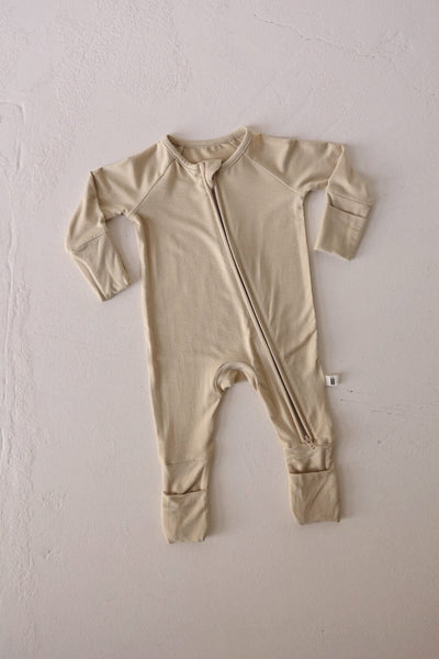 Forever French Baby - Bamboo Zip Pajamas | Limestone