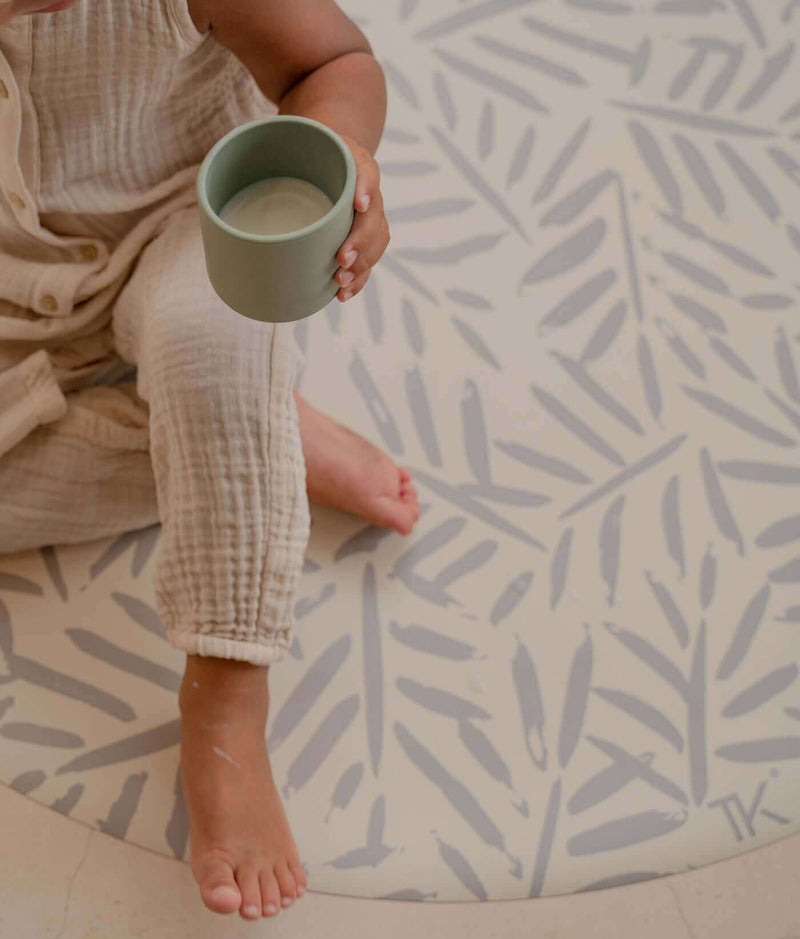 Toddlekind USA Splat Mat | Ocean Leaves - Stone