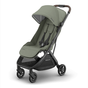 Evelyn Sage Green UPPAbaby Minu V3 Lightweight Travel Stroller - Three-Quarter Left View | Strolleria