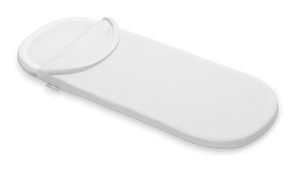 White UPPAbaby Bassinet Mattress Cover - Open Angle View Showing Mesh Panel | Strolleria
