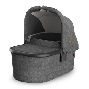 Greyson Charcoal Melange UPPAbaby Bassinet V3 with Black Frame - Three Quarter View | Strolleria