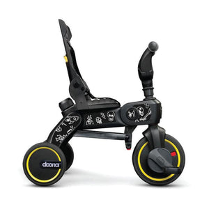 Doona Liki Trike with B&W Cool Sketch Stickers Applied - Side View | Strolleria