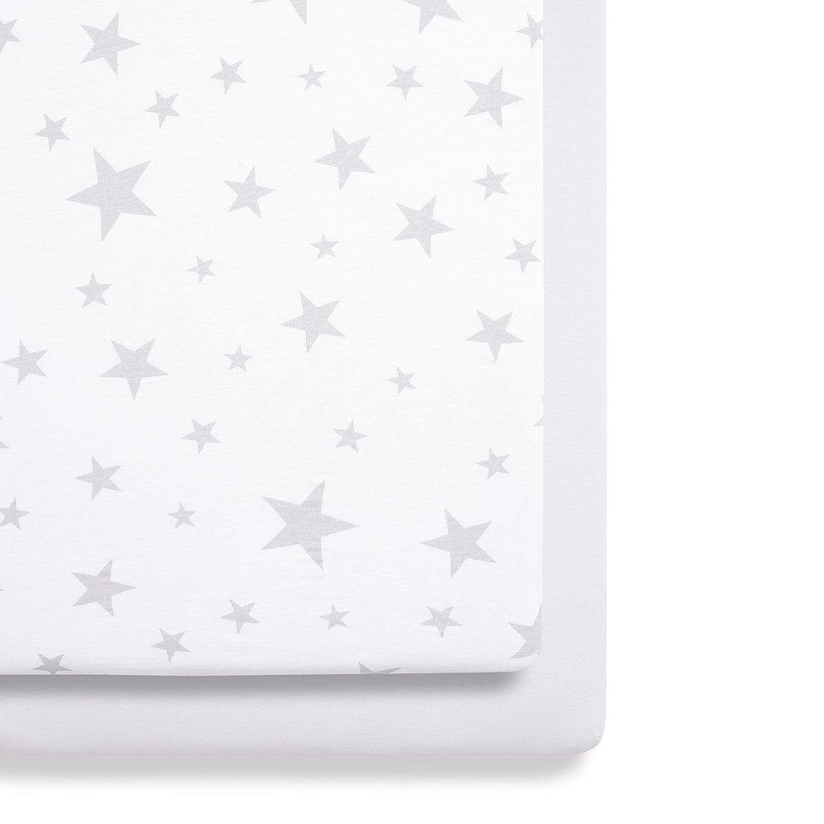 Snuz Twin Pack Bassinet Sheets - Gray Star- Strolleria
