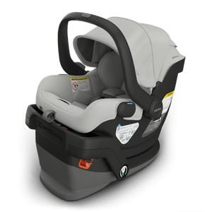 Savannah Light Gray UPPAbaby Mesa V3 Infant Car Seat with Base - 3/4 Left View | Strolleria