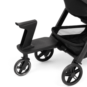 Black Joolz Hub2 Footboard With Seat - Attached to Stroller Side View | Strolleria