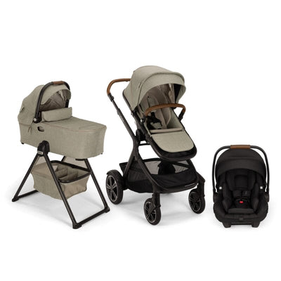 Nuna DEMI Next with Rider Board , Bassinet + Stand and PIPA aire RX Travel System - Hazelwood / Hazelwood / Caviar
