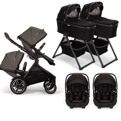 Nuna DEMI Next with Rider Board Twin Travel System - PIPA aire RX and Bassinet + Stand