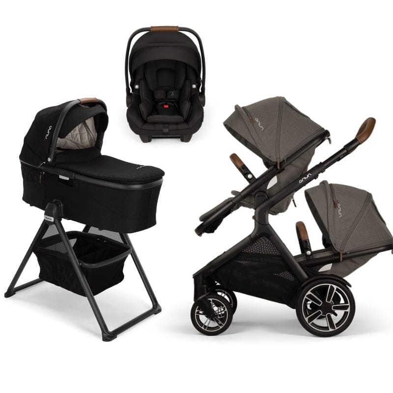 Nuna DEMI Next Double with Rider Board , Bassinet + Stand and PIPA aire RX Travel System