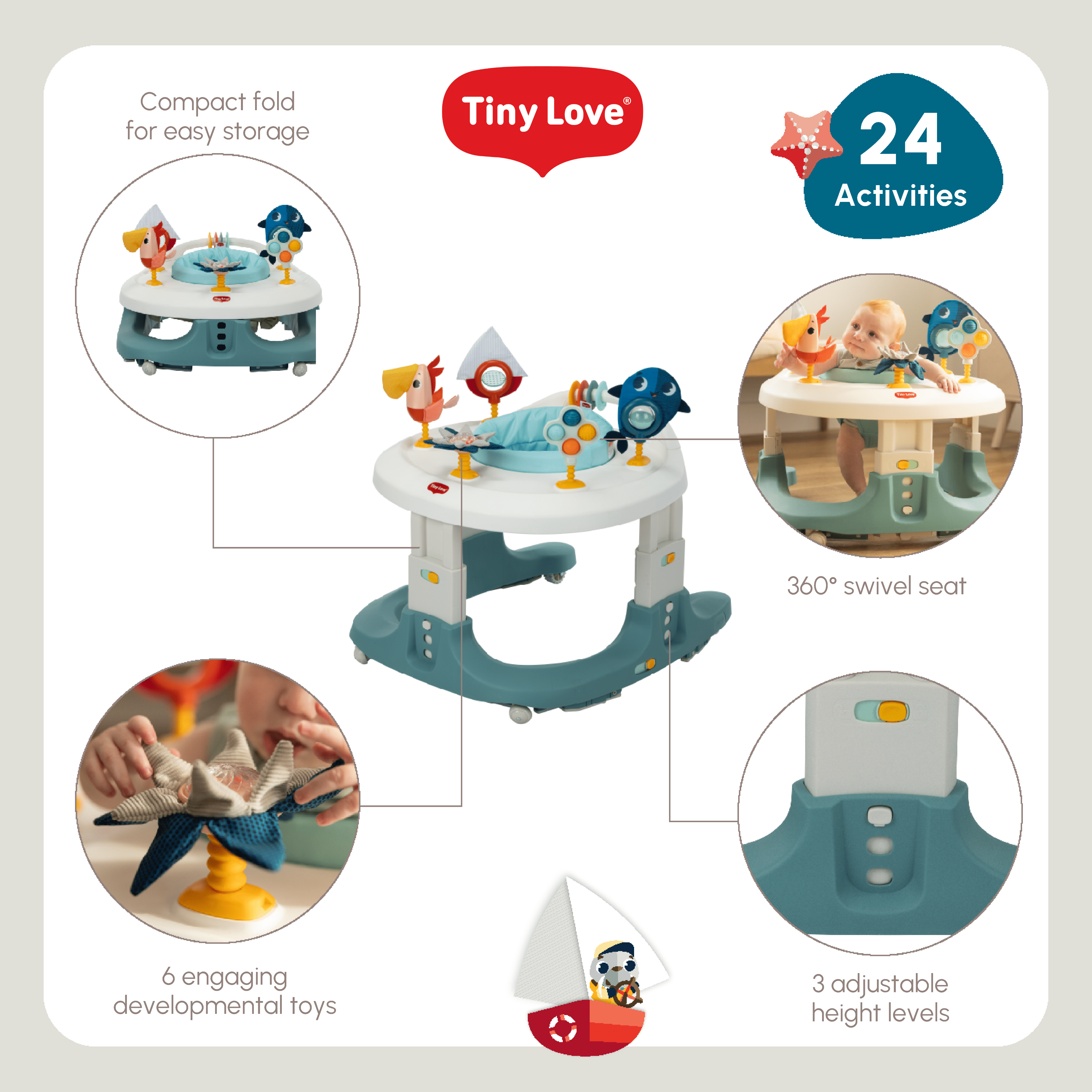Tiny Love Tiny Mariners 4-in-1 Here I Grow Mobile Activity Center- Strolleria