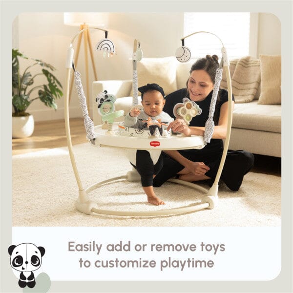 Tiny Love Black & White 4-in-1 Jump & Play Stationary Activity Center- Strolleria