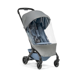 Clear Joolz Dot Raincover on Grey Stroller - Three Quarter View | Strolleria