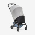 White Fine Mesh Mosquito Net on Blue Joolz Dot Stroller - Side View | Strolleria