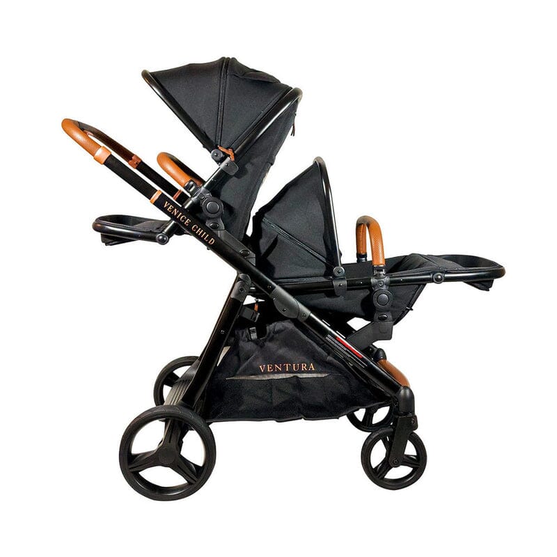 Venice Child Ventura Single to Double Sit-And-Stand Tandem Stroller with 2nd Toddler Seat