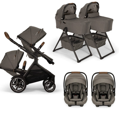 Nuna DEMI Next with Rider Board Twin Travel System - PIPA aire RX and Bassinet + Stand
