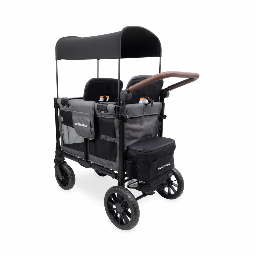 Wonderfold W2 Luxe Pro Double Seater Stroller Wagon - Charcoal Gray- Strolleria