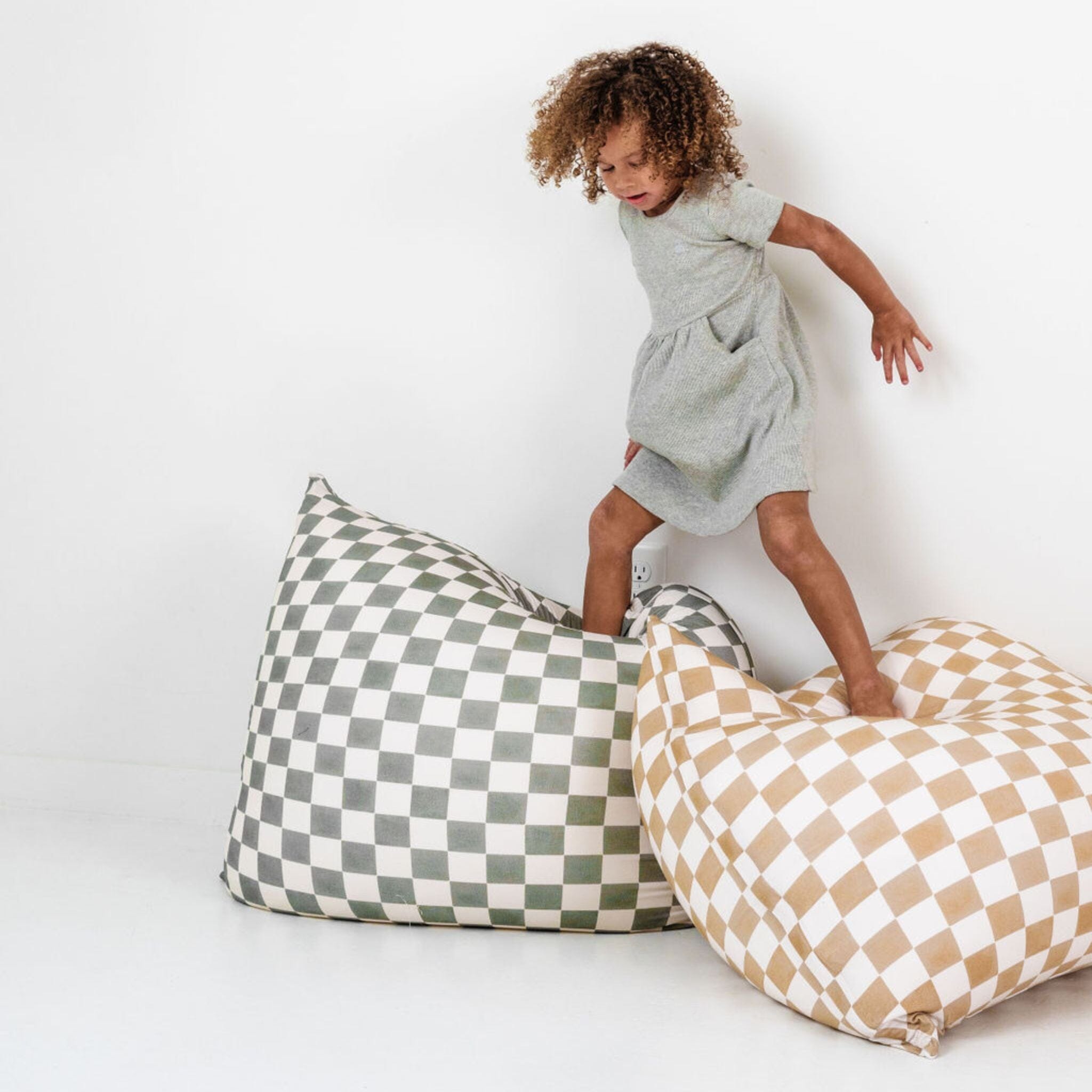 Toki Kids Checker Toffee Bean Bag- Strolleria