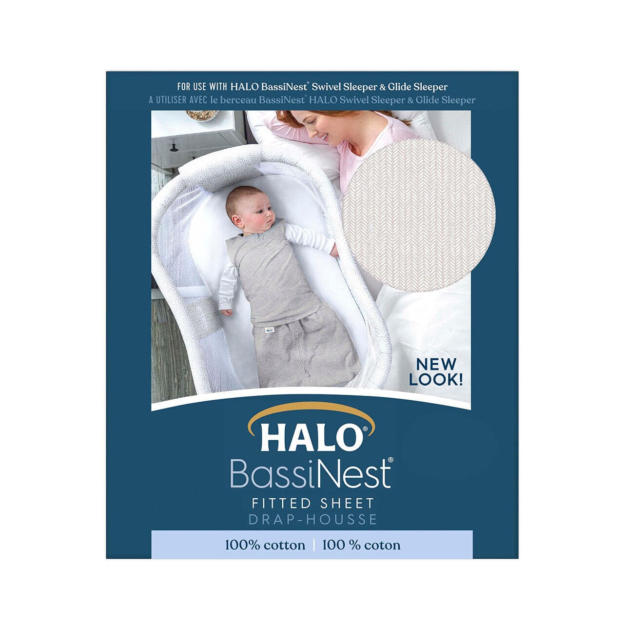 Halo Bassinest Sheet, 100% Cotton, Herringbone- Strolleria