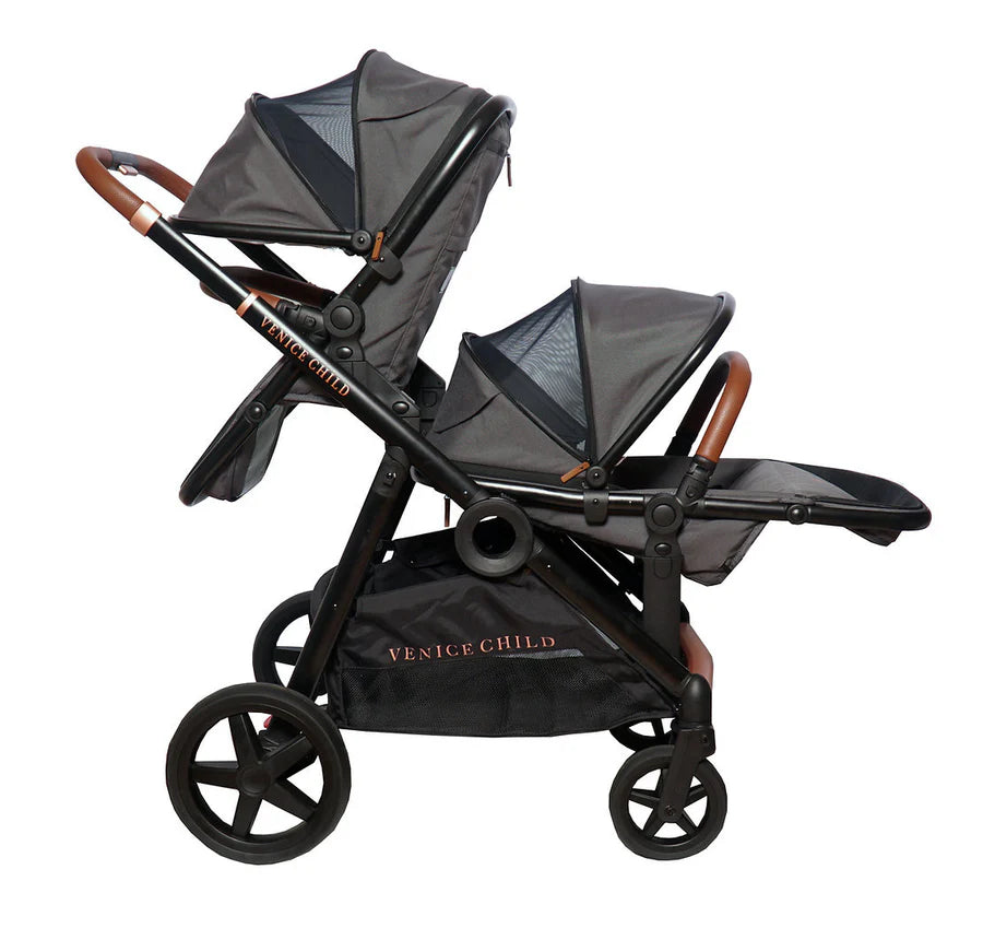 Venice Child Maverick Single to Double Stroller with 2nd Toddler Seat- Strolleria