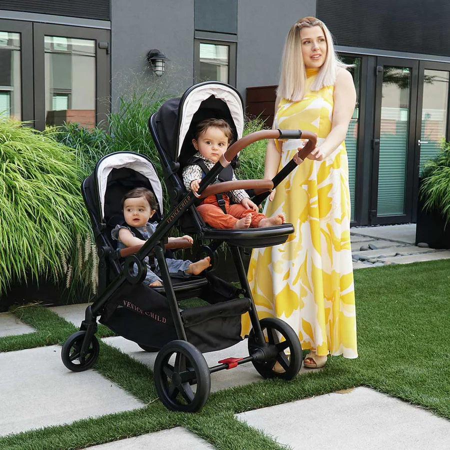 Venice Child Maverick Single to Double Stroller with 2nd Toddler Seat- Strolleria