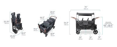 Wonderfold W6 Luxe Pro 6-Seater Stroller Wagon - Black