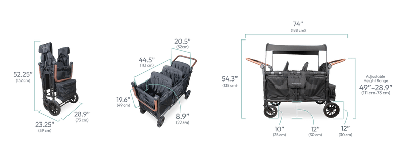 Wonderfold W6 Luxe Pro 6-Seater Stroller Wagon - Black