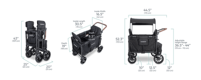 Wonderfold W2 Luxe Pro Double Seater Stroller Wagon - Black