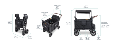 Wonderfold W4 Luxe Pro 4-Seater Stroller Wagon - Black