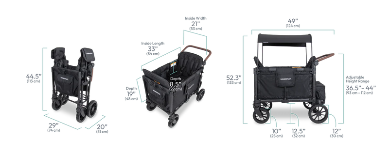 Wonderfold W4 Luxe Pro 4-Seater Stroller Wagon - Black