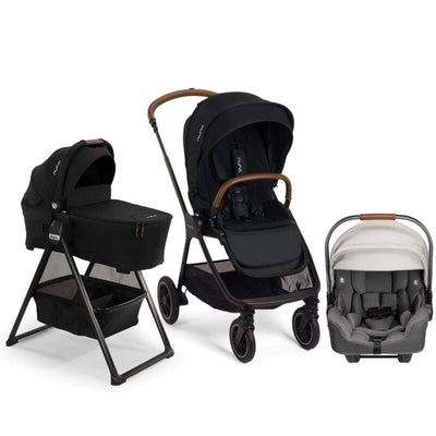 Nuna TRIV Next Bundle - Stroller, LYTL Bassinet + Stand, and PIPA RX Infant Car Seat Caviar / Birch