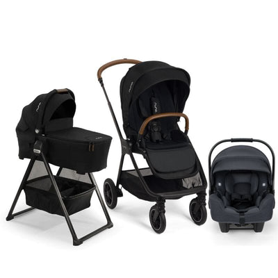 Nuna TRIV Next Bundle - Stroller, LYTL Bassinet + Stand, and PIPA RX Infant Car Seat Caviar / Ocean