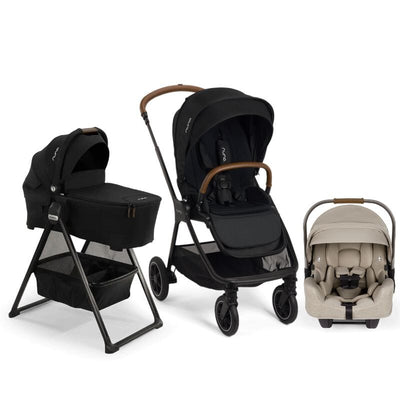 Nuna TRIV Next Bundle - Stroller, LYTL Bassinet + Stand, and PIPA RX Infant Car Seat Caviar / Hazelwood