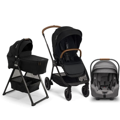 Nuna TRIV Next Bundle - Stroller, LYTL Bassinet + Stand, and PIPA RX Infant Car Seat Caviar / Granite