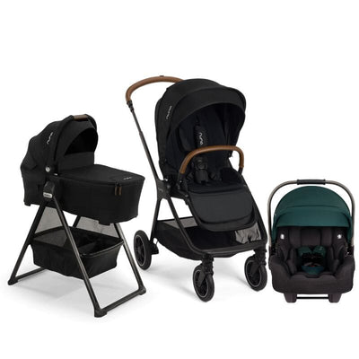 Nuna TRIV Next Bundle - Stroller, LYTL Bassinet + Stand, and PIPA RX Infant Car Seat Caviar / Lagoon