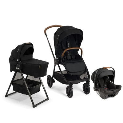 Nuna TRIV Next Bundle - Stroller, LYTL Bassinet + Stand, and PIPA Urbn Infant Car Seat Caviar / Caviar