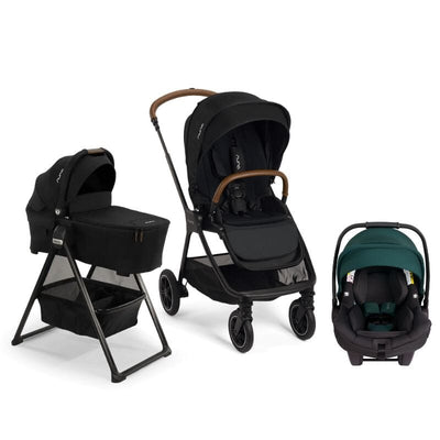 Nuna TRIV Next Bundle - Stroller, LYTL Bassinet + Stand, and PIPA Lite RX Infant Car Seat Caviar / Lagoon