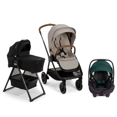 Nuna TRIV Next Bundle - Stroller, LYTL Bassinet + Stand, and PIPA Lite RX Infant Car Seat Hazelwood / Lagoon